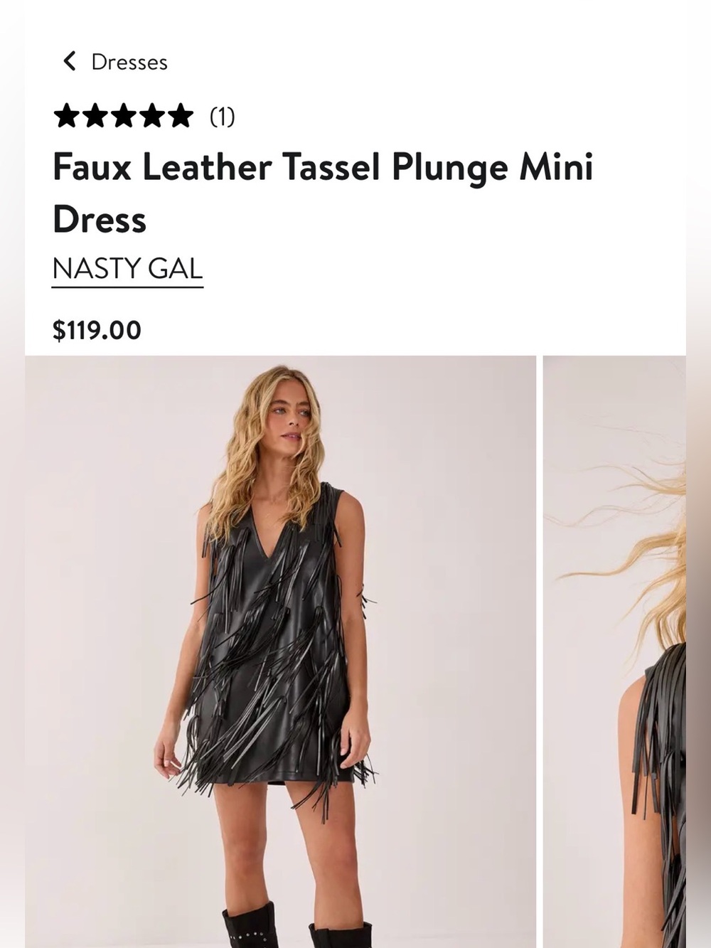 Nasty Gal Black Faux Leather Fringe Moto Jacket